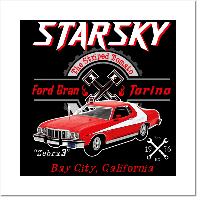 Starsky 1976 Ford Gran Torino Wall Art by Alema Art